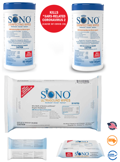 SONO Disinfecting Wipes Canisters and Softpacks